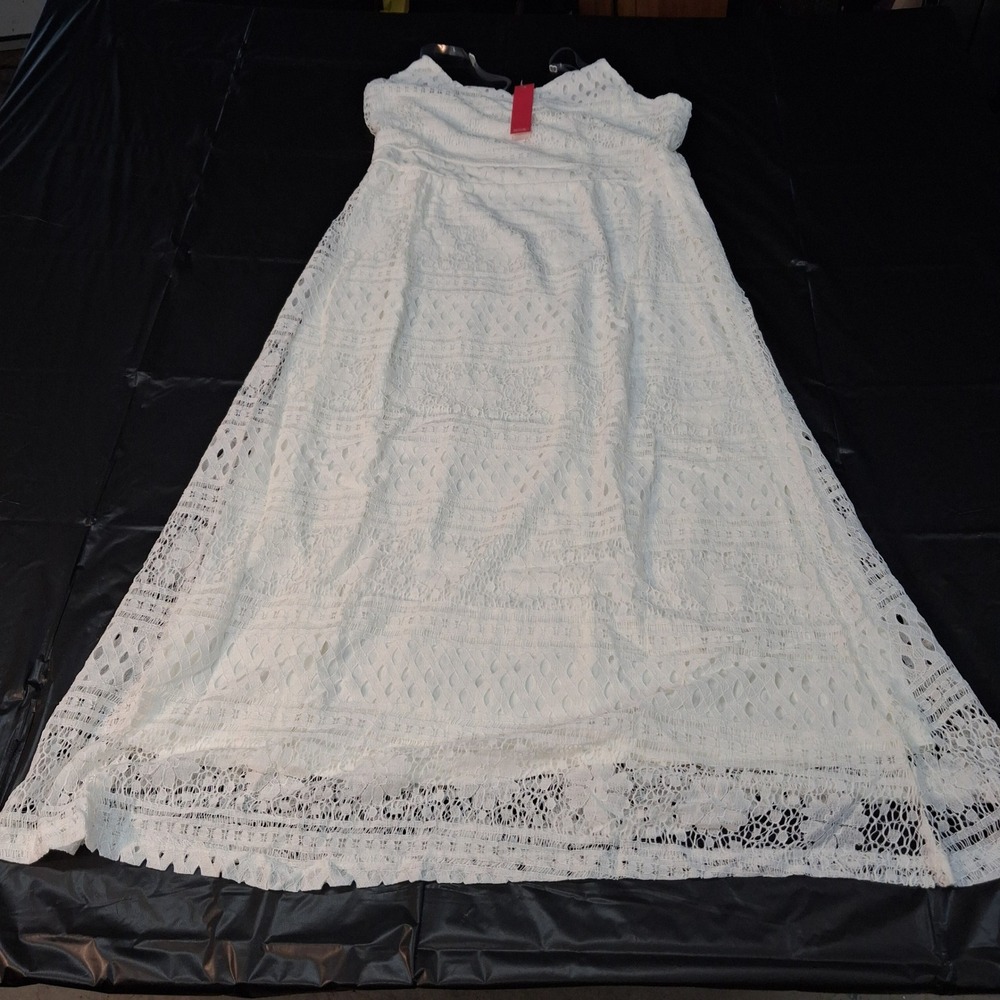 DITOK Maxi Dress Womens Medium White Lace Sleeveless V-Neck NEW
